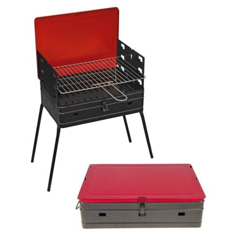 Mille Pic-Nic Grillkoffer – Handgefertigter Holzkohlegrill aus Eisen – 40x28cm