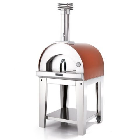 Fontana Margherita – Holzbackofen für den Außenbereich mit Wagen – Rot