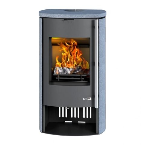 Accente Nyborg 4.0 GTS Kaminofen 7 kW – Granit Grau, mit Holzfach und Wärmefach