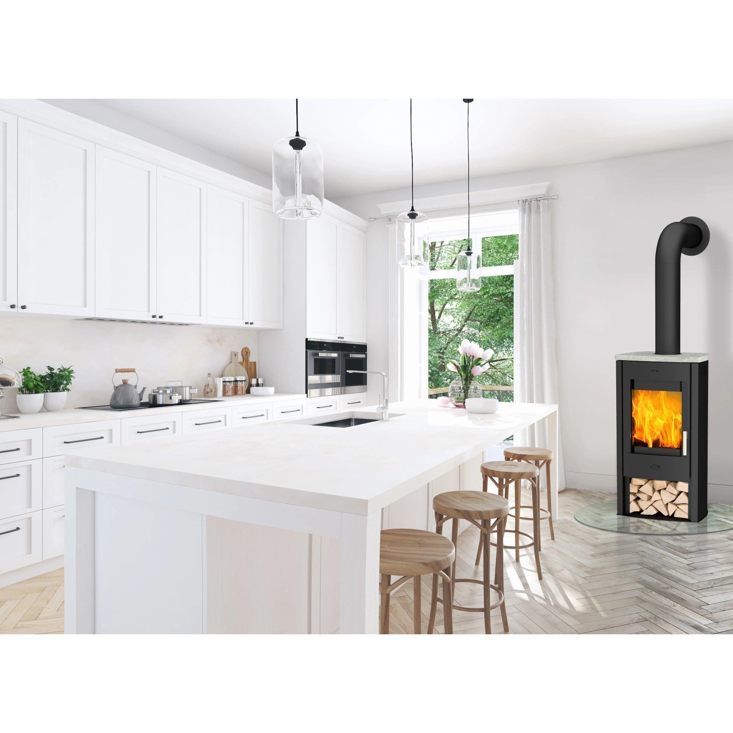 Fireplace Tuvalu Kaminofen Speckstein Schwarz 6 kW – Bild 5