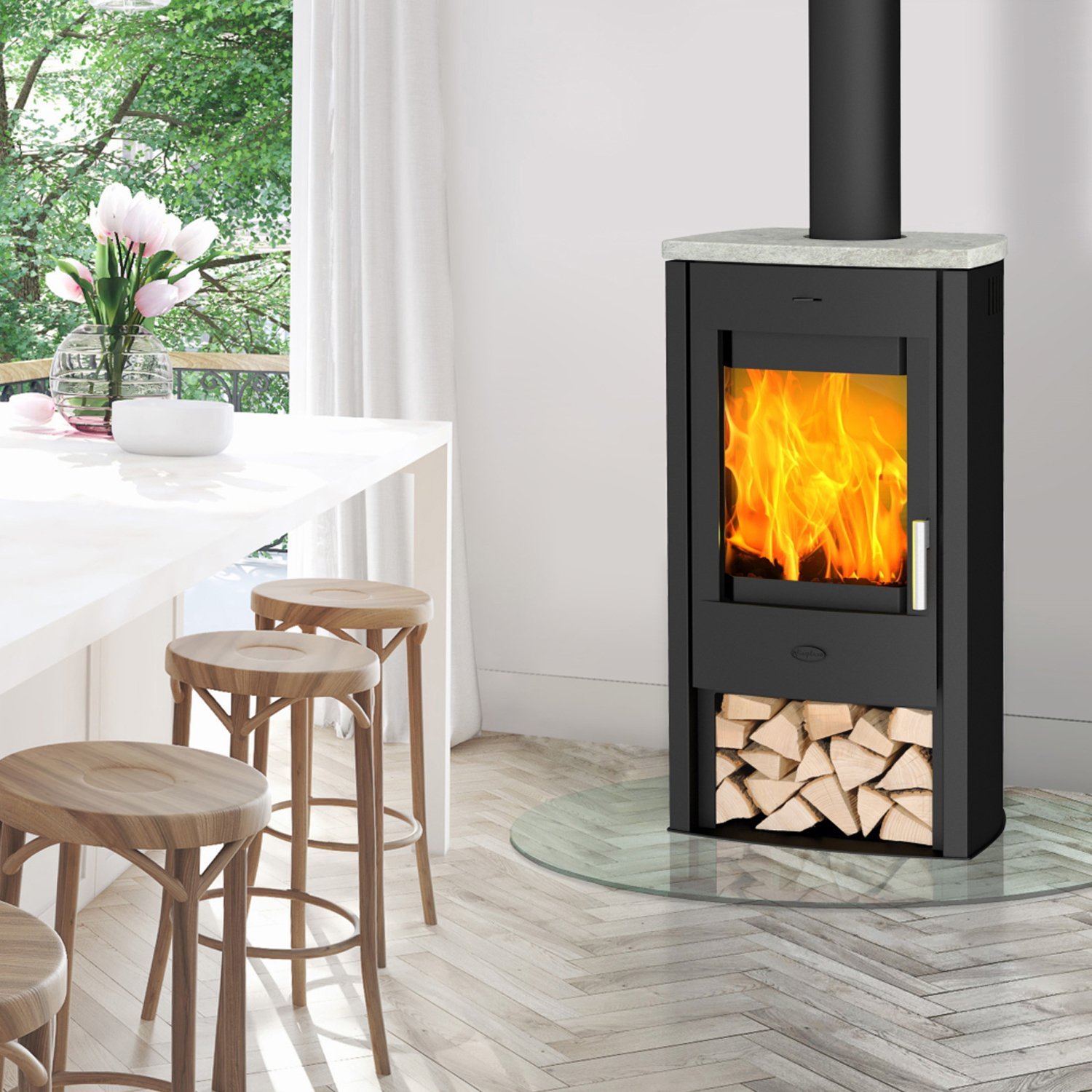 Fireplace Tuvalu Kaminofen Speckstein Schwarz 6 kW – Bild 6