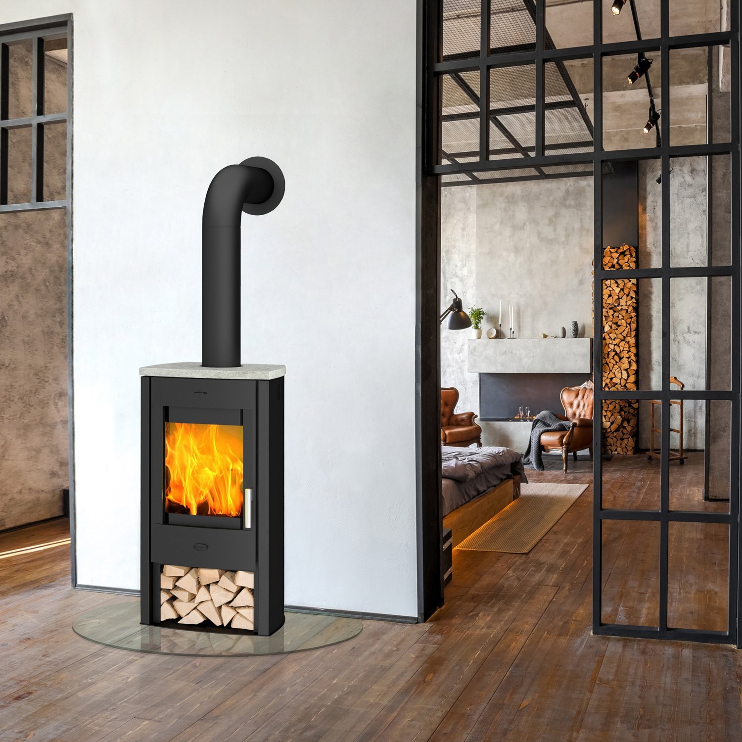 Fireplace Tuvalu Kaminofen Speckstein Schwarz 6 kW – Bild 8