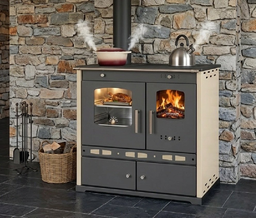 Prometey Eco Lux Inox Küchenherd 7,1 kW – Creme, Backfach links – Bild 2